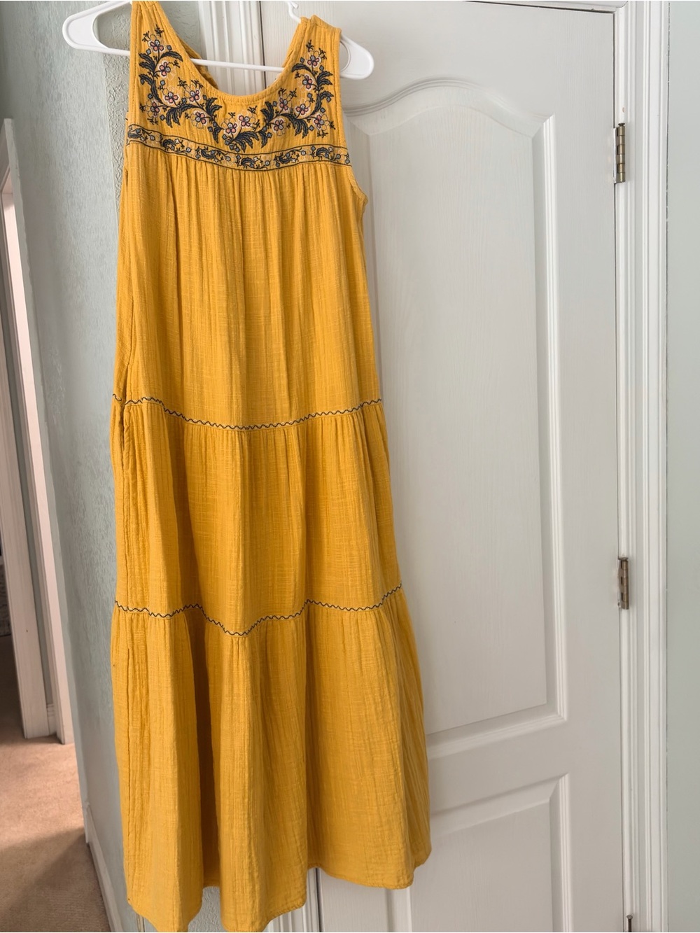 Max Studio Yellow Embroidered Tiered Maxi Dress